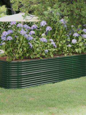 Garden Raised Bed Galvanised Steel 296x80x68 cm Green