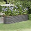 Garden Raised Bed Galvanised Steel 296x80x68 cm Grey