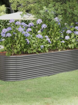 Garden Raised Bed Galvanised Steel 296x80x68 cm Grey
