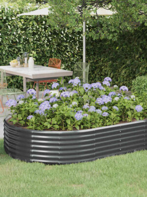 Garden Raised Bed Galvanised Steel 214x140x36 cm Anthracite
