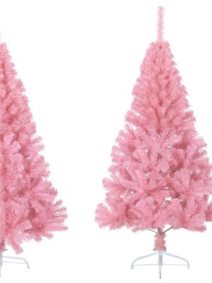 Artificial Half Christmas Tree with Stand Pink 150 cm PVC