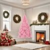 Artificial Half Christmas Tree with Stand Pink 180 cm PVC