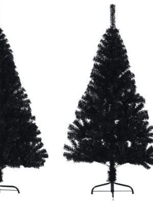 Artificial Half Christmas Tree with Stand Black 120 cm PVC