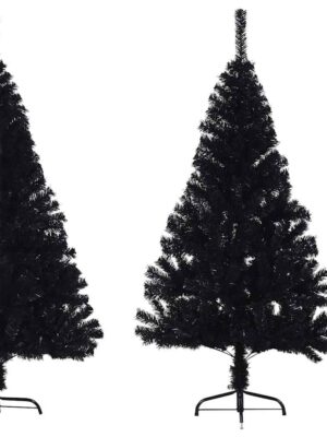 Artificial Half Christmas Tree with Stand Black 150 cm PVC