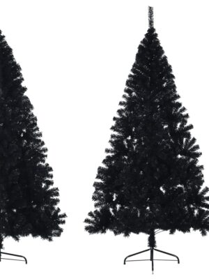 Artificial Half Christmas Tree with Stand Black 180 cm PVC