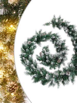 Christmas Garland with LED Lights Green 2.7 m PVC