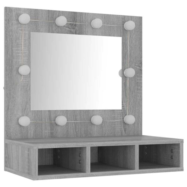 Mirror Cabinet with LED Grey Sonoma 60x31.5x62 cm