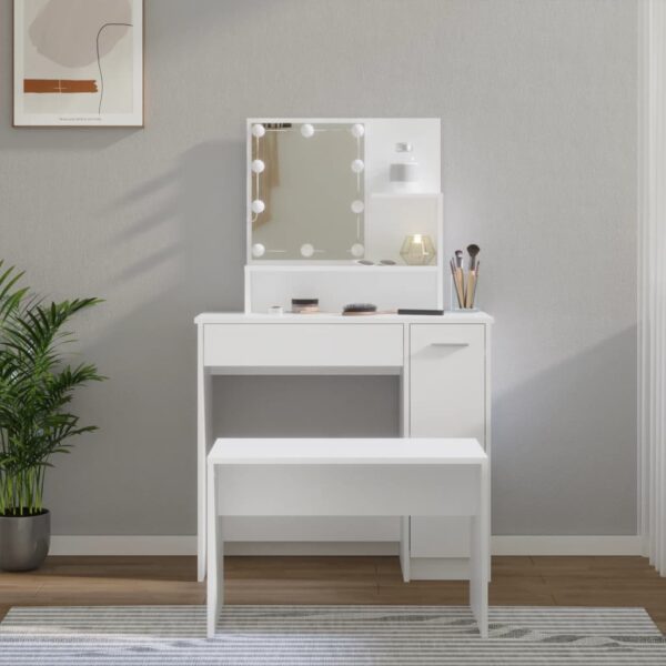 8720287100577_m_en_hd_1.jpg Dressing Table Set with LED White Engineered Wood