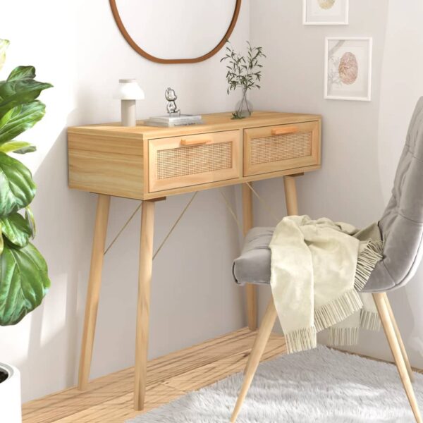 8720287102496_m_en_hd_1.jpg Console Table Brown 80x30x75 cm Solid Wood Pine&Natural Rattan