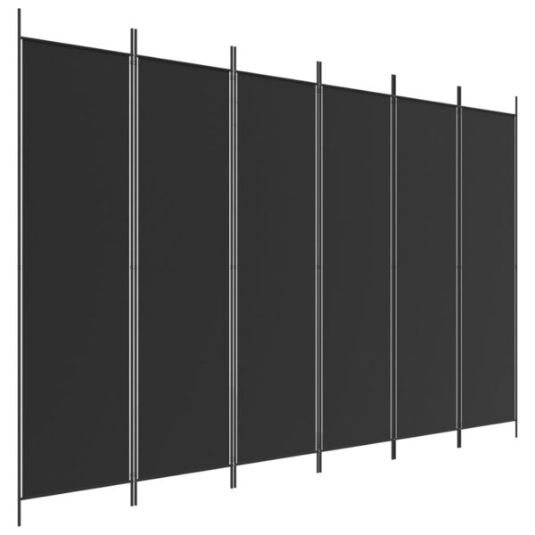 6-Panel Room Divider Black 300x200 cm Fabric