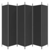 6-Panel Room Divider Black 300x200 cm Fabric