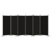 6-Panel Room Divider Black 520x180 cm Fabric