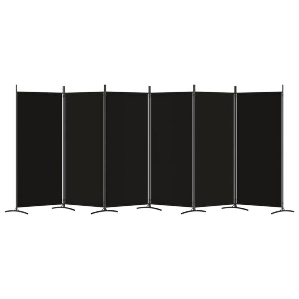 6-Panel Room Divider Black 520x180 cm Fabric