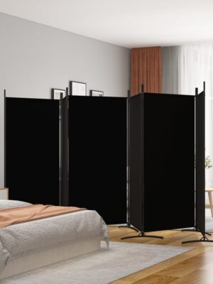 6-Panel Room Divider Black 520x180 cm Fabric