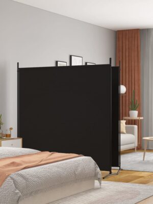 2-Panel Room Divider Black 348x180 cm Fabric