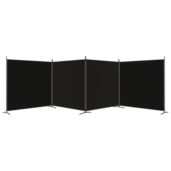 4-Panel Room Divider Black 698x180 cm Fabric