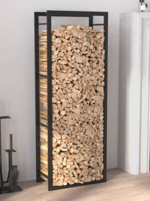 Firewood Rack Matt Black 50x28x132 cm Steel