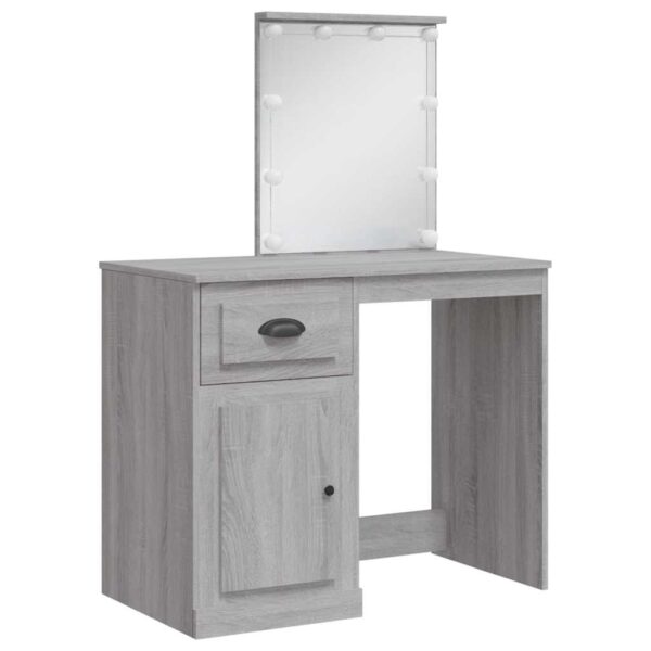 Dressing Table with LED Lights Grey Sonoma 90x42x132.5 cm