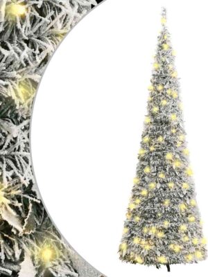 Artificial Christmas Tree Pop-up Flocked Snow 100 LEDs 150 cm