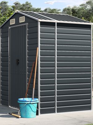 Garden Shed Anthracite 191x130x198 cm Galvanised Steel