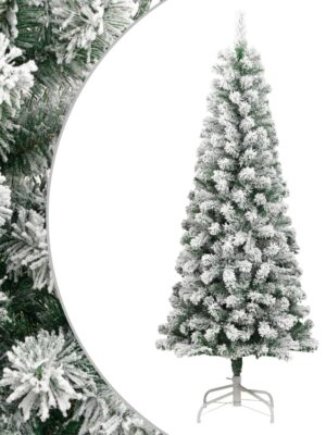 Artificial Hinged Christmas Tree with Flocked Snow 210 cm