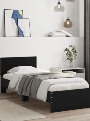 Bed Frame without Mattress with Headboard Black 90x190 cm Single