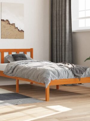 Bed Frame without Mattress Wax Brown 90x190 cm Single Solid Wood Pine