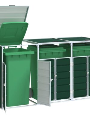 Wheelie Bin Storage for Triple Bins Green 216x81x115 cm Steel
