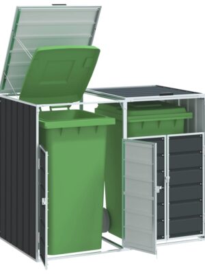Wheelie Bin Storage for Double Bins Anthracite 144x81x113 cm Steel