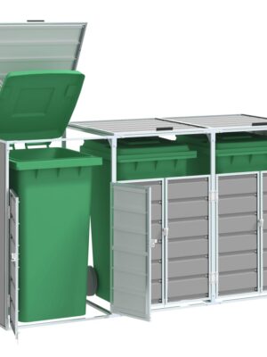 Wheelie Bin Storage for Triple Bins Grey 216x81x115 cm Steel