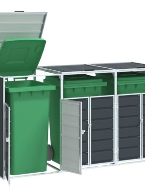 Wheelie Bin Storage for Triple Bins Anthracite 216x81x115 cm Steel