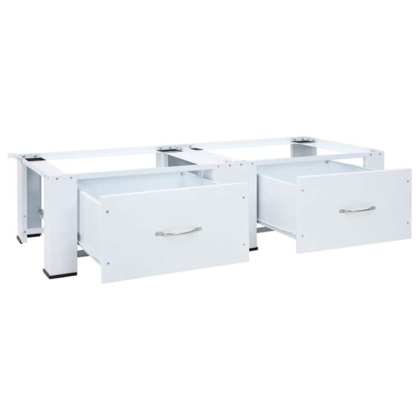 Double Washing Machine Pedestal with Drawers White
