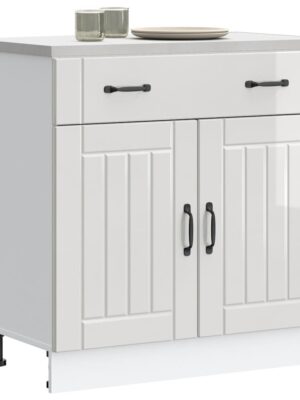 Kitchen Base Cabinet Lucca High Gloss White Engineered Wood