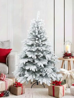 Artificial Hinged Christmas Tree Snow Flocked White 150 cm