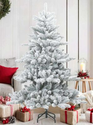 Artificial Hinged Christmas Tree Snow Flocked White 150 cm