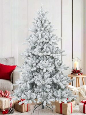 Artificial Hinged Christmas Tree Snow Flocked White 180 cm