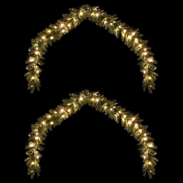Christmas Garland with 600 LEDs 2 pcs Green PVC