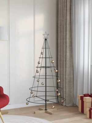 Christmas Cone Tree with Stand Black 150 cm Steel