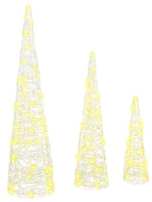 Christmas Tree 3 pcs Warm white 20 x 20 x 80 cm Acrylic