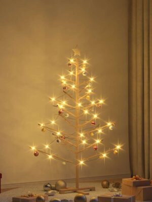 Wooden Christmas Tree with Stand Natural 150 cm Solid pine wood