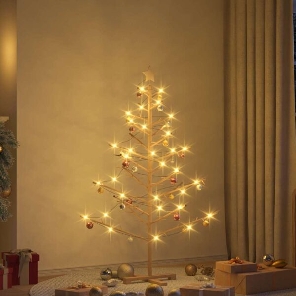 Wooden Christmas Tree with Stand Natural 150 cm Solid pine wood