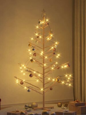 Wooden Christmas Tree with Stand Natural 180 cm Solid pine wood