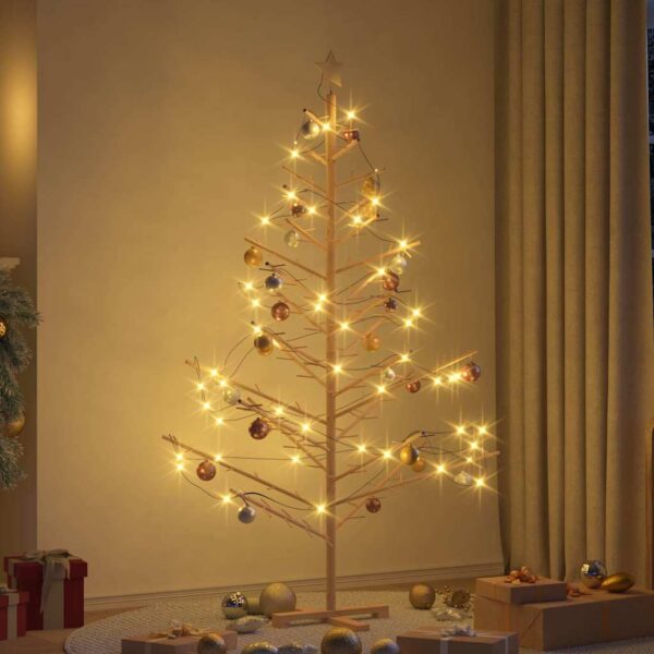 Wooden Christmas Tree with Stand Natural 180 cm Solid pine wood