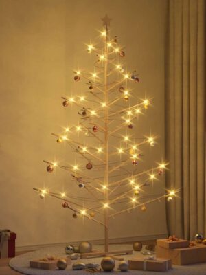 Wooden Christmas Tree with Stand Natural 210 cm Solid pine wood