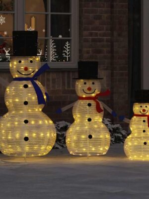 Christmas Snowman Family 3 pcs Warm White 81 x 60 x 125 cm